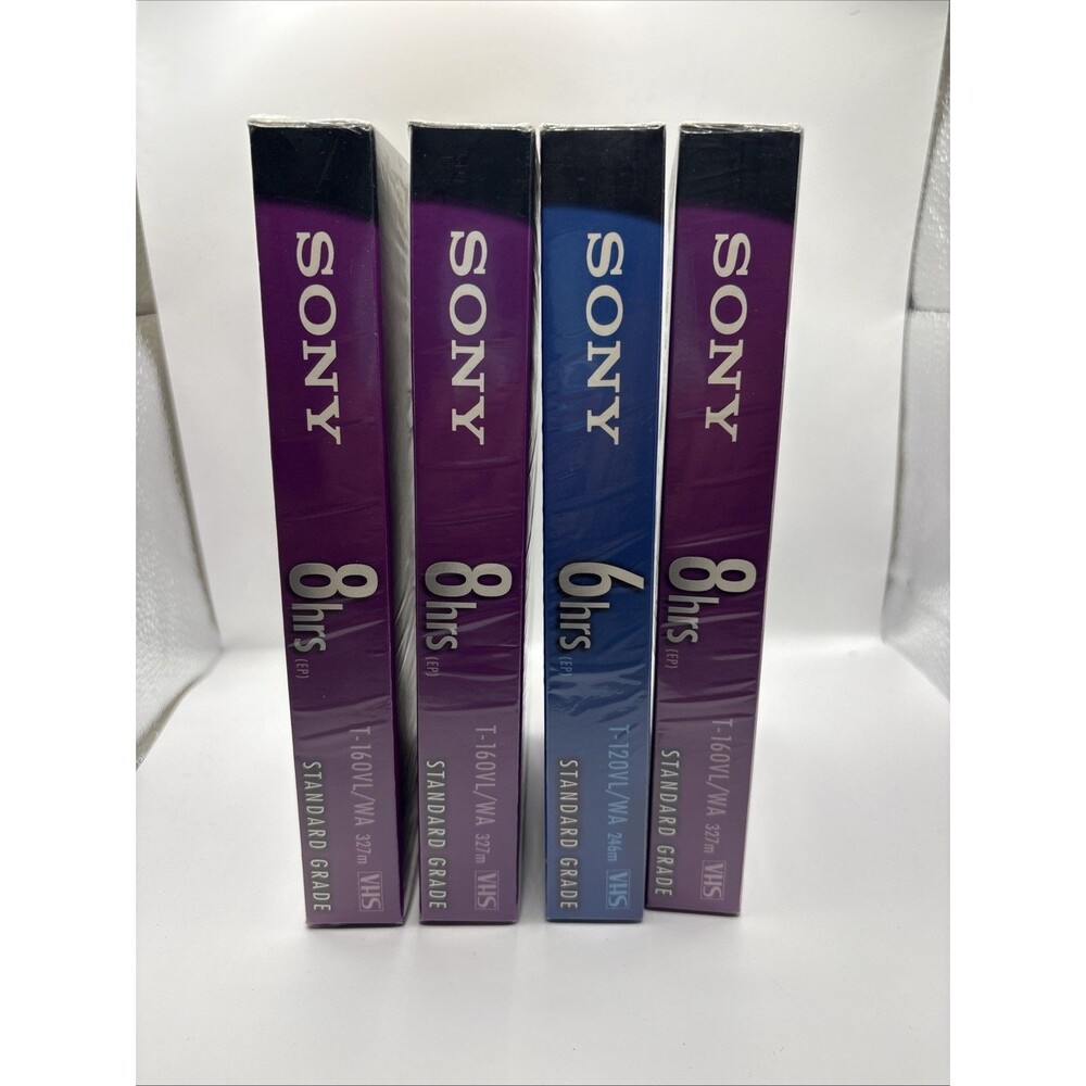 Lot of 4 Sony Premium Grade T-160 VHS Blank Video Tapes New Sealed 3 8 Hour EP
